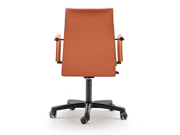 Swivel office chair in tanned leather with 5 spoke base FASEM Relaix RELAIX ABW factory FASEM from Italy. Foto №5