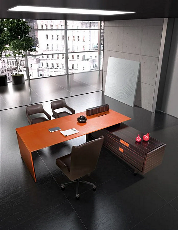L-shaped executive desk in wood and marble by i 4 Mariani Cartesiano factory i 4 Mariani from Italy. Foto №5