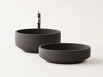 Round Lava Stone Countertop Washbasin AGAPE Cenote Round Lava Stone Countertop Washbasin AGAPE Cenote factory Agape from Italy