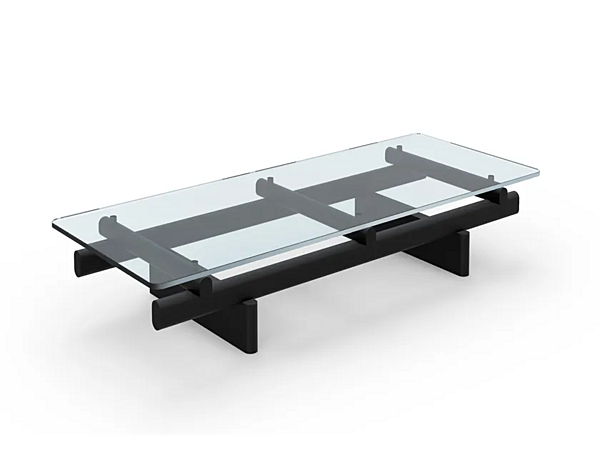 Low rectangular coffee table wood and glass CASSINA Sengu factory CASSINA from Italy. Foto №1