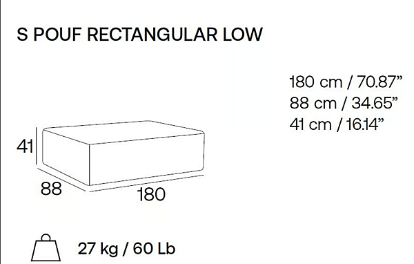 Rectangular upholstered fabric pouf Adrenalina Pan S IMB1072128 factory ADRENALINA from Italy. Foto №6