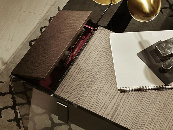 Writing desk with drawers glass and stainless steel Gallotti&Radice Air Desk W factory Gallotti & Radice from Italy. Foto №2