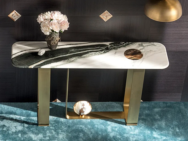 Rectangular marble console table with satin metal base ARCAHORN Minerva 7005S 7005S factory ARCAHORN from Italy. Foto №3