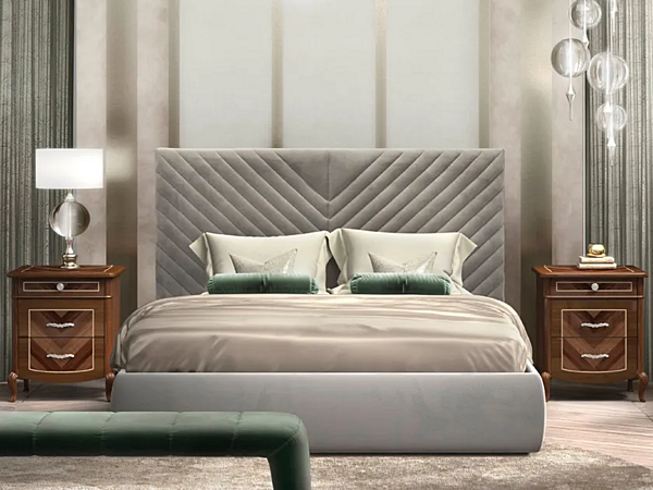 Double bed with upholstered headboard fabric CASA +39 PRESTIGE 2 C22018 factory CASA +39 from Italy. Foto №1