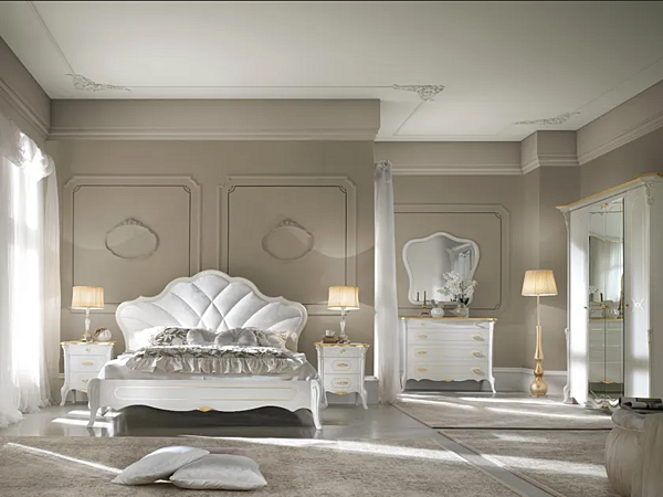 Wooden double bed with upholstered backrest CASA +39 GIULIETTA 3302, 3304 factory CASA +39 from Italy. Foto №4