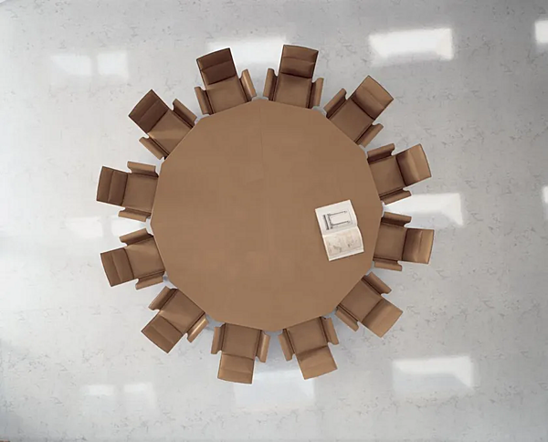 Round Meeting Table Covered in Tanned Leather i 4 Mariani Paso Doble factory i 4 Mariani from Italy. Foto №2