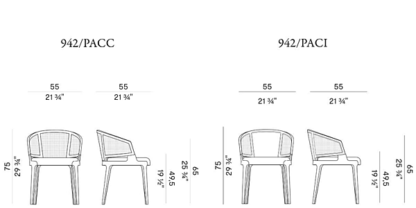 Natural Cane and Fabric Chair with Integrated Cushion Potocco Velis Cane 942 PACC 942 PACI 942/PACC, 942/PACI factory POTOCCO from Italy. Foto №4