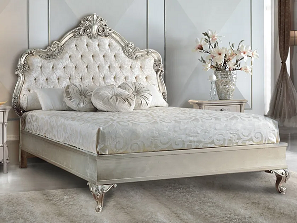 Wooden double bed with tufted backrest CASA +39 VIVALDI 503, 504 factory CASA +39 from Italy. Foto №1