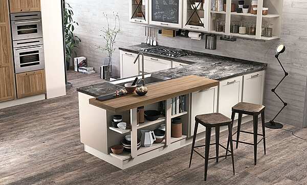 Contemporary wooden kitchen with peninsula LUBE CUCINE PROVENZA factory LUBE CUCINE from Italy. Foto №4