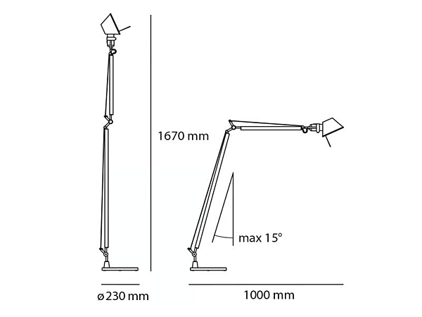 Adjustable Aluminium Floor Lamp Artemide Tolomeo Reading A013900, A013930, A0131W00, A013100 factory Artemide from Italy. Foto №6