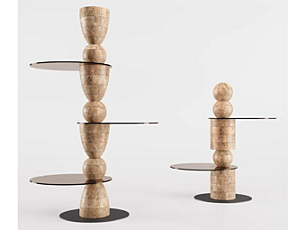Wood and glass totem bookcase Bizzotto Italia Pluff 8006, 8007 factory Bizzotto Italia from Italy