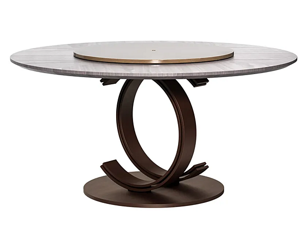 Wood Veneer and Marble Table with Lazy Susan Blue Moon CPRN HOMOOD B120 + B121 factory CPRN HOMOOD from Italy. Foto №1