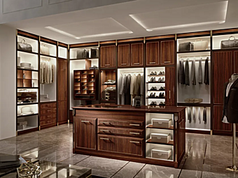 Corner Wooden Walk-In Wardrobe with Integrated Lighting Martini Interiors Essenza Corner Wooden Walk-In Wardrobe with Integrated Lighting Martini Interiors Essenza factory MARTINI INTERIORS from Italy