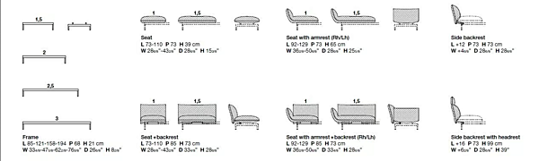 3-seater fabric sectional sofa with chaise longue Kristalia Tenso factory Kristalia from Italy. Foto №4