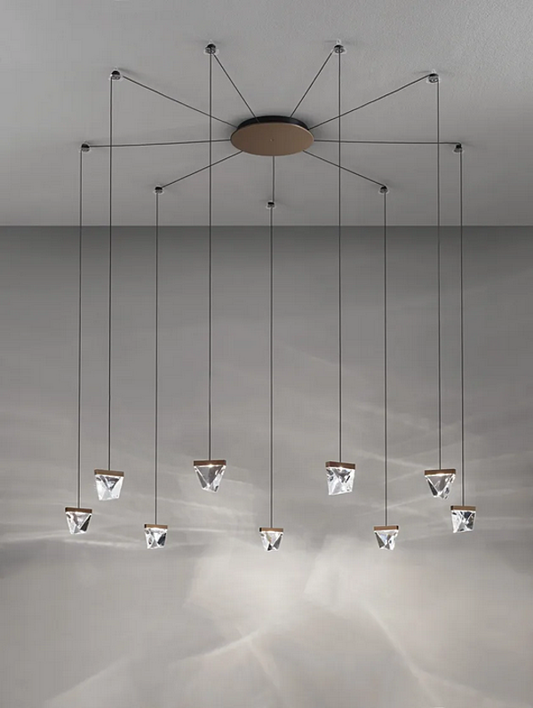 LED Crystal Pendant Lamp Tripla 9 Spots Fabbian factory Fabbian from Italy. Foto №2