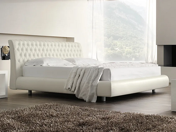 Leather double bed with upholstered backrest Duomo Design Roma factory Duomo Design from Italy. Foto №1