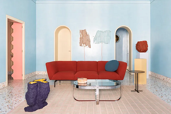 Sectional fabric sofa with soft back Saba Rendez Vous factory SABA from Italy. Foto №14