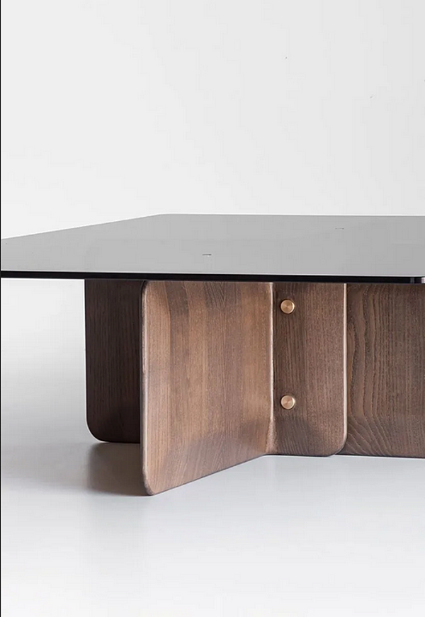 Coffee table made of wood and glass Potocco Shape 954 954/TBR1, 954/TBR2 factory POTOCCO from Italy. Foto №6