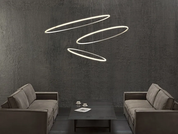 LED pendant lamp Fabbian Olympic F45 3x glass factory Fabbian from Italy. Foto №1