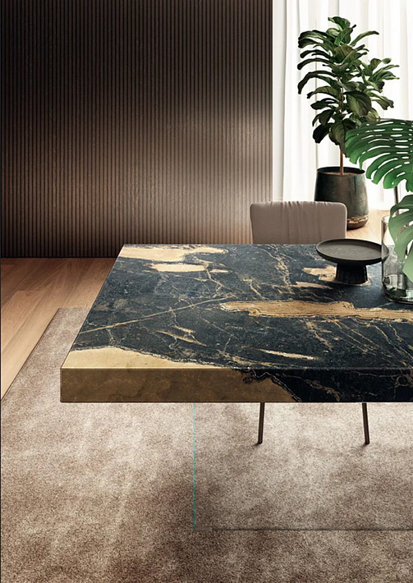 Rectangular table with glass base and marble effect XGlass top LAGO Air 2170x factory LAGO from Italy. Foto №3