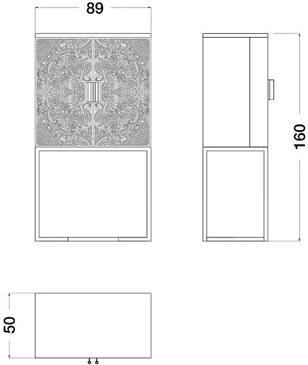 Wooden and metal bar cabinet with tray Blue Moon CPRN HOMOOD B126, B127 factory CPRN HOMOOD from Italy. Foto №8