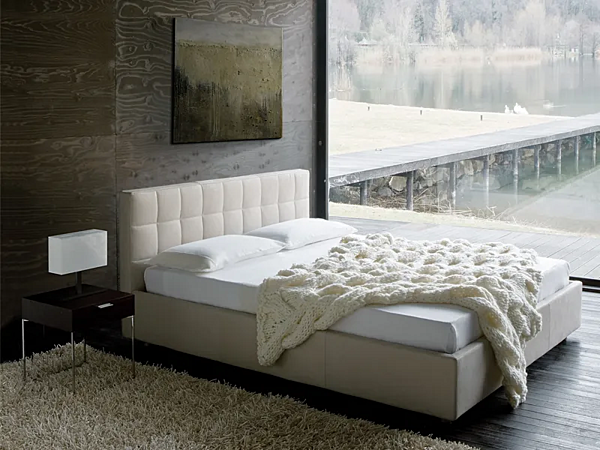 Upholstered double bed with soft back ZANOTTA Box factory ZANOTTA from Italy. Foto №3