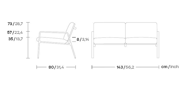 2-Seater Garden Sofa with Cushioned Back KETTAL Park Life factory KETTAL from Italy. Foto №4