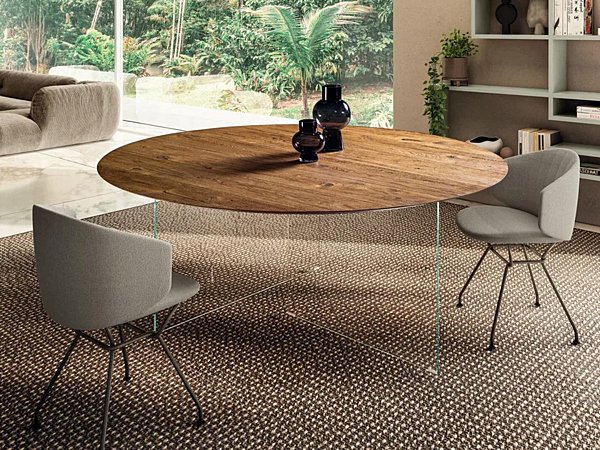 Round wood and glass table Air Slim LAGO 2260W 2260W factory LAGO from Italy. Foto №1