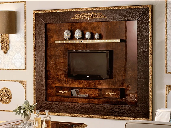 Wall Mounted TV System in Wood A.R. Arredamenti Grand Royal 404 factory A.R.ARREDAMENTI SRL from Italy. Foto №1