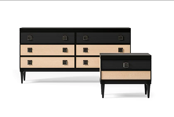 Rectangular bedside table with drawers made of metal and eucalyptus CPRN HOMOOD Sesto Senso S510 factory CPRN HOMOOD from Italy. Foto №2