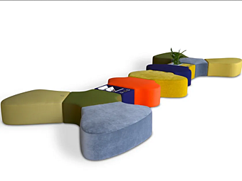 Modular fabric bench with soft back Adrenalina Sir Pent 11