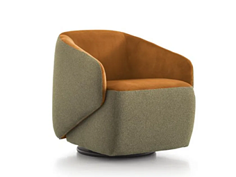 Swivel fabric easy chair with armrests AERRE ITALIA GEA