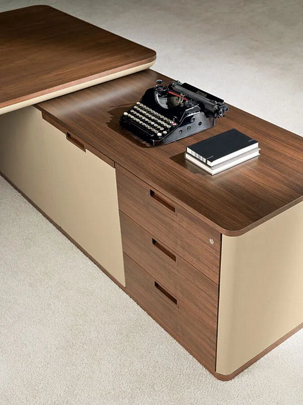 Corner Writing Desk with Drawers in Wood and Leather i 4 Mariani Avatar factory i 4 Mariani from Italy. Foto №7