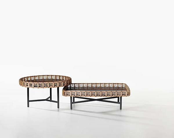Rectangular coffee table with glass top and rope design Potocco Ropu 888 TBR 888/TBR factory POTOCCO from Italy. Foto №2