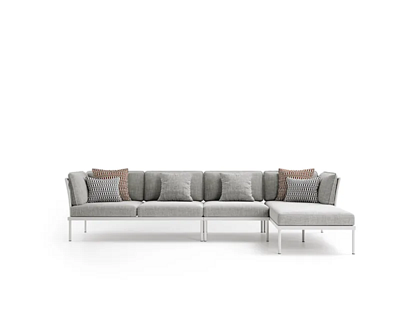 Modular garden sofa with chaise longue in fabric Atmosphera Flash factory ATMOSPHERA from Italy. Foto №7