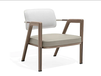 Easy chair with armrests in leather and fabric GIORGETTI Elsa Easy chair with armrests in leather and fabric GIORGETTI Elsa factory GIORGETTI from Italy