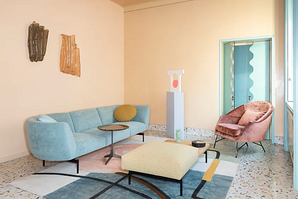 Sectional fabric sofa with soft back Saba Rendez Vous factory SABA from Italy. Foto №3