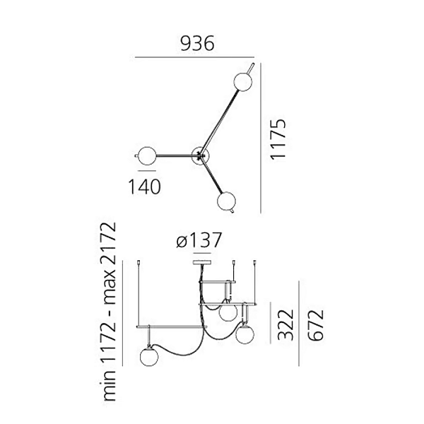 LED pendant lamp made of blown glass Artemide NH S 1276010A factory Artemide from Italy. Foto №6