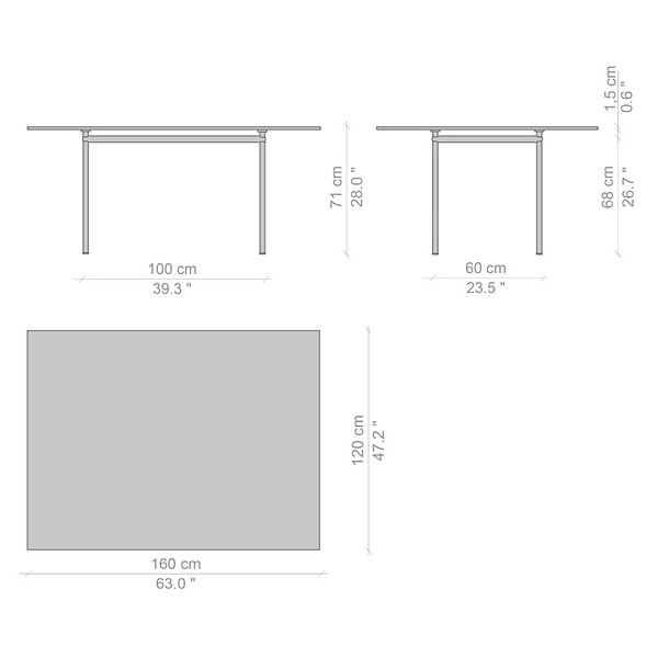 Rectangular table in oak wood CASSINA LC12 factory CASSINA from Italy. Foto №2