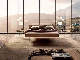Double bed with upholstered headboard LAGO AIR