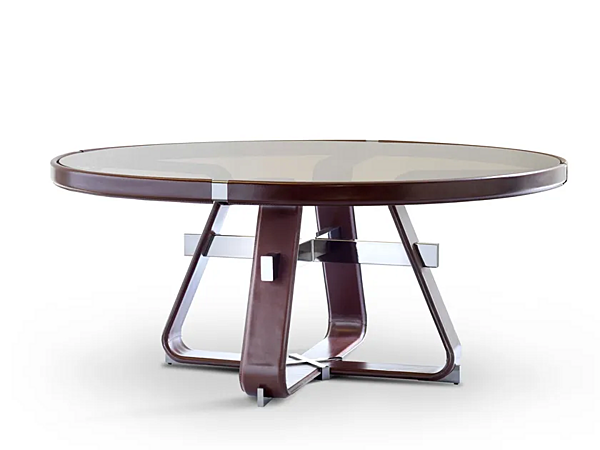 Round Tanned Leather Dining Table Antimo FASEM factory FASEM from Italy. Foto №1