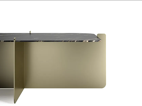 Square porcelain stoneware coffee table with metal base INNOVA Imbottiti GIO factory Innova Imbottiti from Italy. Foto №4