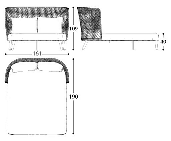 Garden bed with high backrest Emma Varaschin 23636, 23637 factory VARASCHIN from Italy. Foto №7