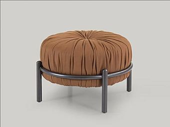 Upholstered Round Leather Pouf Bonbon Borzalino EUBBPOUF, EUBBPF47 factory Borzalino from Italy