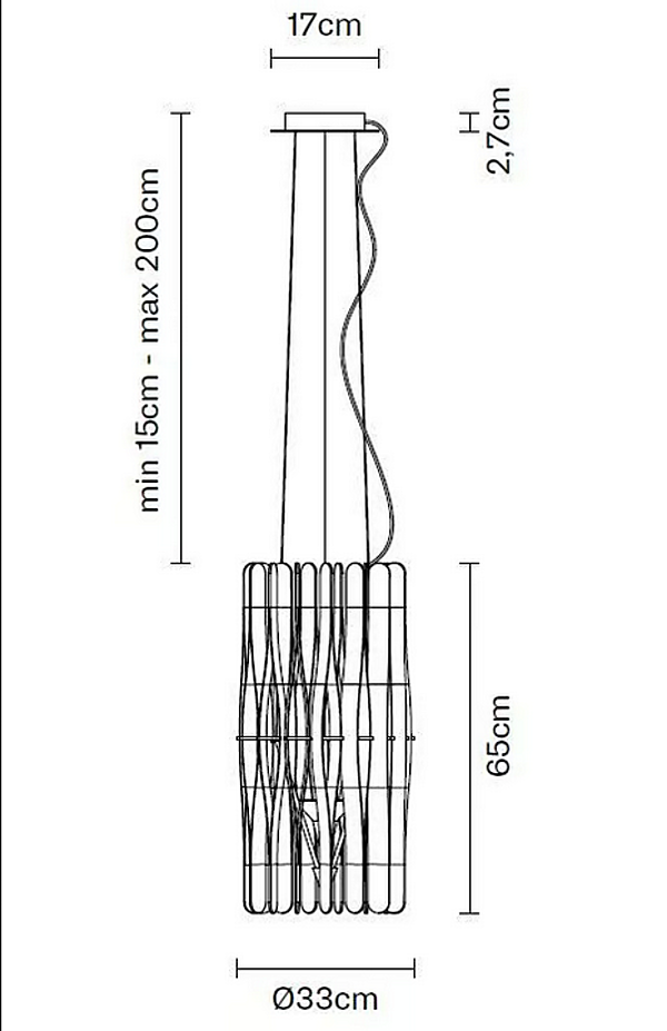 Wooden pendant lamp Stick Fabbian F23 A01 69 factory Fabbian from Italy. Foto №3