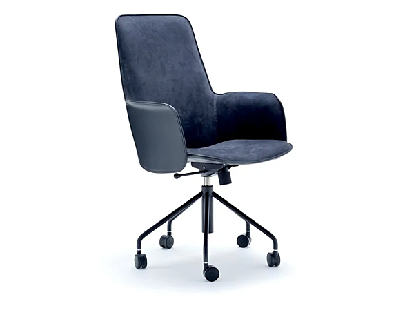 Swivel height adjustable leather office chair Electa tall FASEM ELECTA TALL BG factory FASEM from Italy. Foto №1