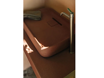 Countertop rectangular washbasin in Cementoskin AGAPE Petra Countertop rectangular washbasin in Cementoskin AGAPE Petra factory Agape from Italy