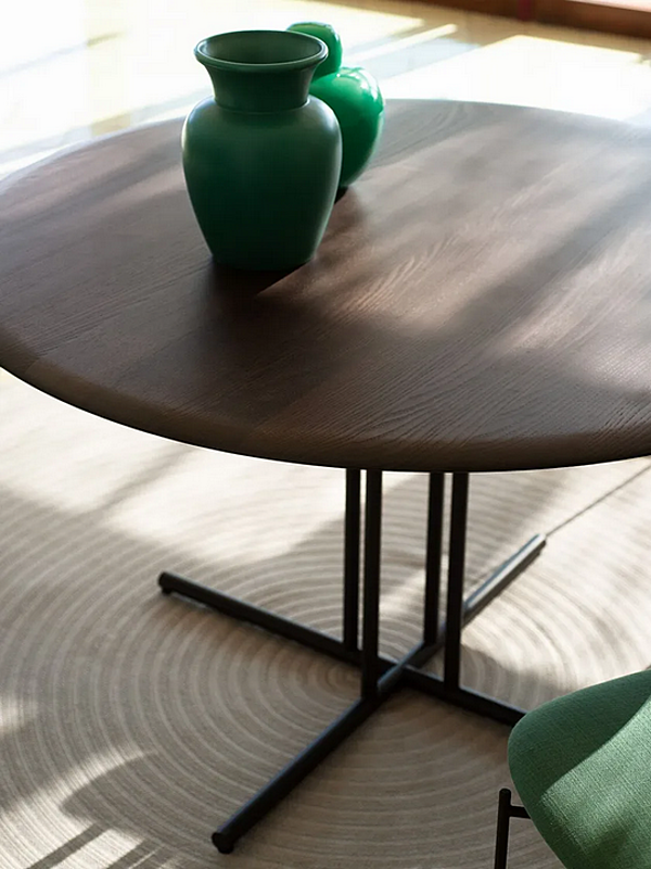 Round ash and metal table Potocco Graphic 955 TGC 955/TGC factory POTOCCO from Italy. Foto №4
