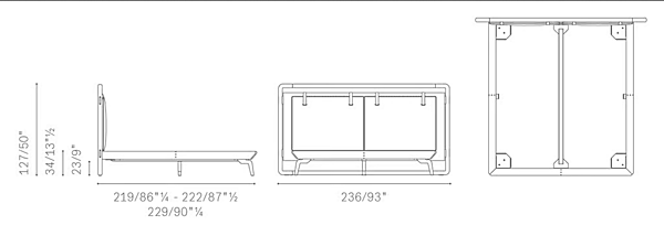 Leather double bed with fabric upholstered headboard POLTRONA FRAU Volare Due factory POLTRONA FRAU from Italy. Foto №8