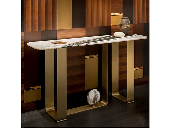 Rectangular marble console table with satin metal base ARCAHORN Minerva 7005S 7005S factory ARCAHORN from Italy. Foto №4